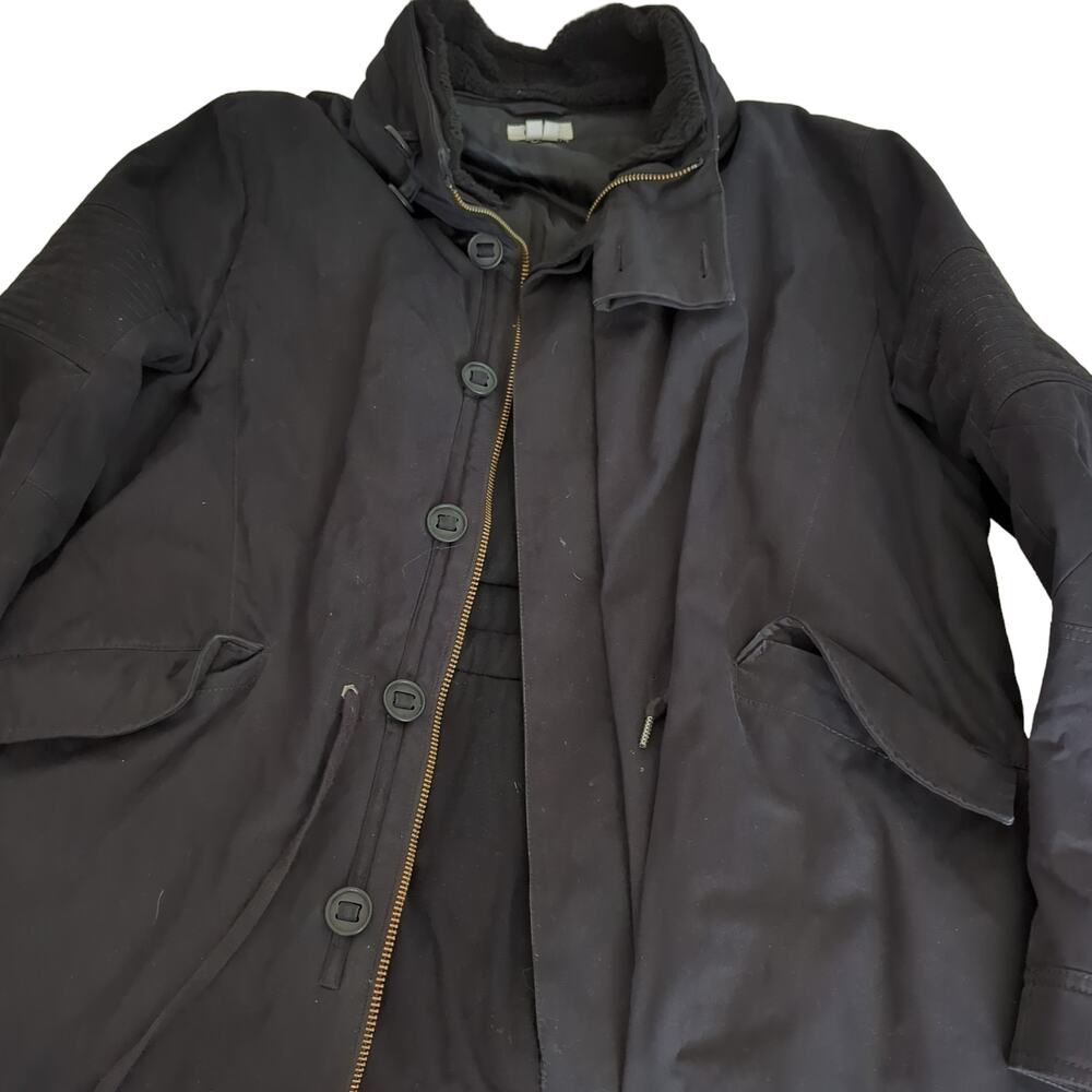 Helmut Lang Jacket Black XL Winter Coat Cargo Utility Hooded Parka Heavy Long - Picture 12 of 16